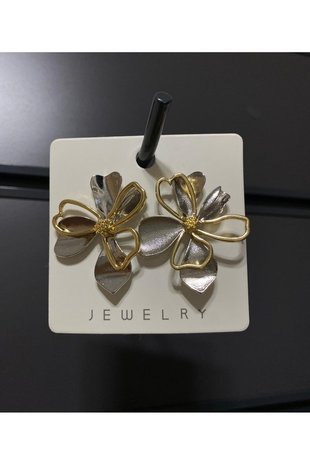 Silver Color Flower Earrings