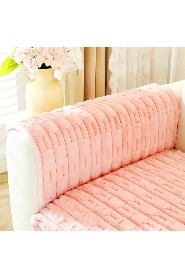 Thick Rectangular Patterned Plush Armrest (1Pcs) 70X 70cm Size (Powder)