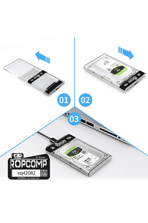 2.5" Sata HDD Kutusu Type C OTG USB 3.0 Şeffaf - 3