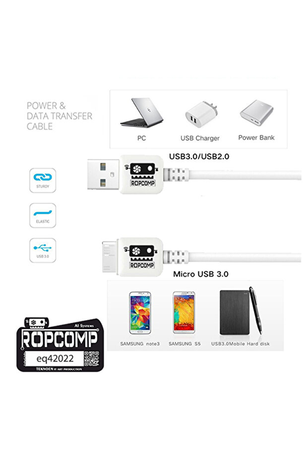 USB Micro-B Superspeed Data Kablosu USB 3.0 100cm - 5