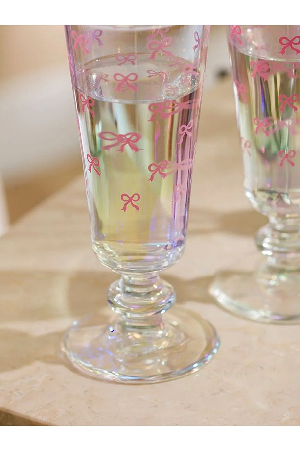 Pembe Baskılı Cam Su Bardağı 2'li 180 Ml - 3