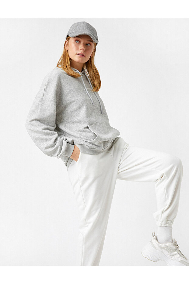 Kapüşonlu Baskılı Sweatshirt - 1