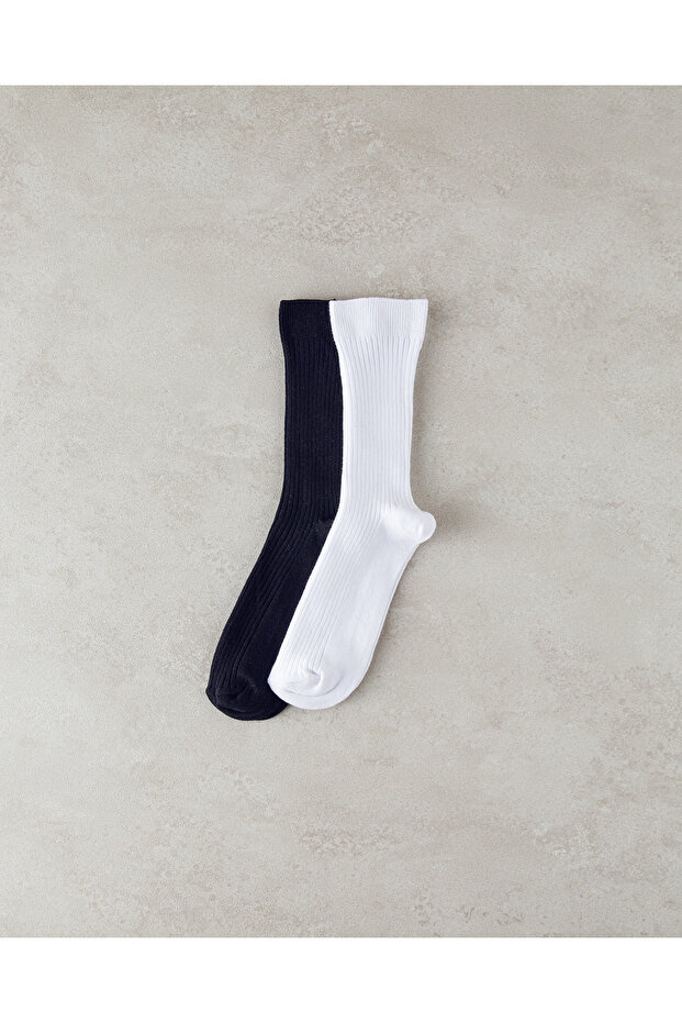 Meri Women's 2-Piece Socks Black - White
