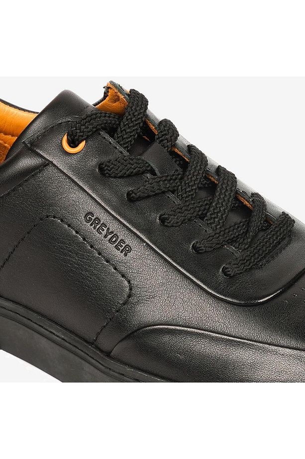 17421 Erkek Siyah Hakiki Deri Sneaker Ayakkabı - 5