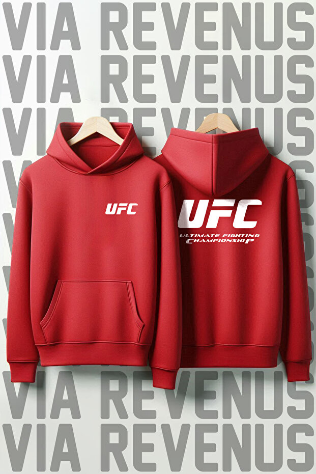 سويت شيرت بقلنسوة للجنسين مطبوع من الأمام والخلف من UFC