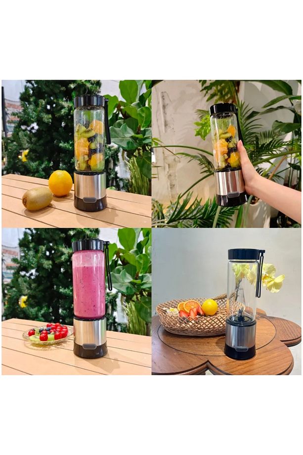 Rose Teknoloji Şarjlı Taşınabilir 450ml Hacimli 380ml Bardaklı Buz Kırabilen Blender - 4