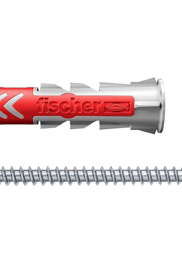 DuoPower 12 × 60 S قابس حائط عالمي مع برغي، تثبيت شديد التحمل من النايلون ثنائي المكونات باللونين الرمادي/الأحمر، مثقاب 12 مم، مسمار تثبيت 60 مم، مضاد للدوران للخرسانة والطوب والجبس بورد