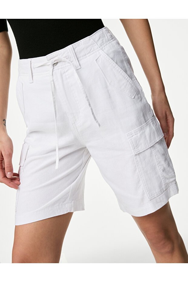 Utility Keten Kargo Şort - 3