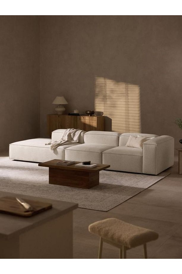 Soft Yumuşak Oturumlu Üç Modüllü Uzanmalı Modüler Kanepe, Keten - InNature Home - 2
