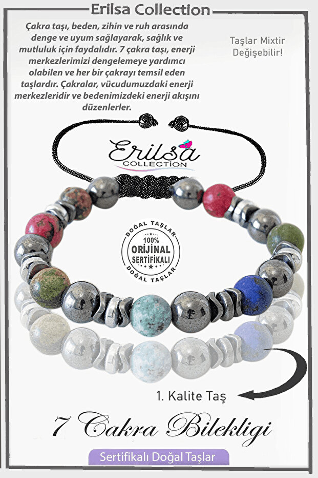 Certified Real Raw Unprocessed Hematite - 7 Chakra Natural Stone Bracelet