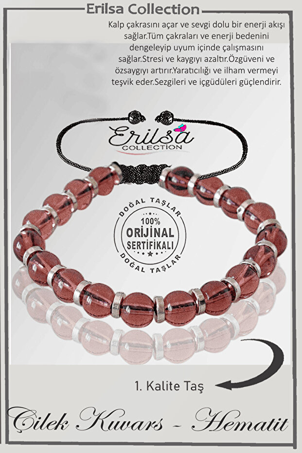Adjustable Certified Silver Faceted Strawberry Quartz Bracelet