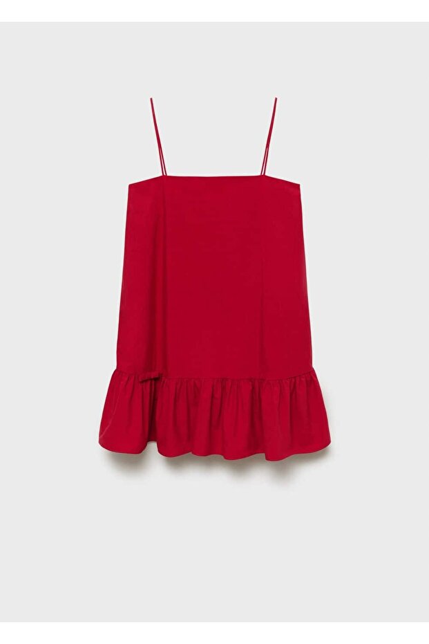 İnce askılı volanlı elbise - 3