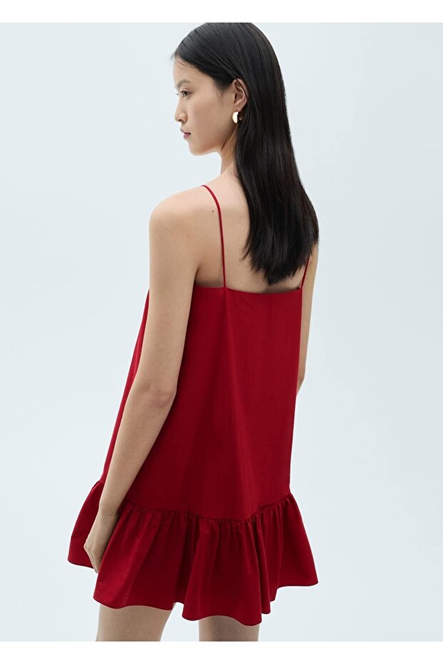 İnce askılı volanlı elbise - 4