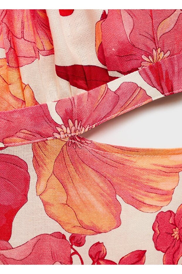 Yırtmaçlı çiçekli elbise - 5