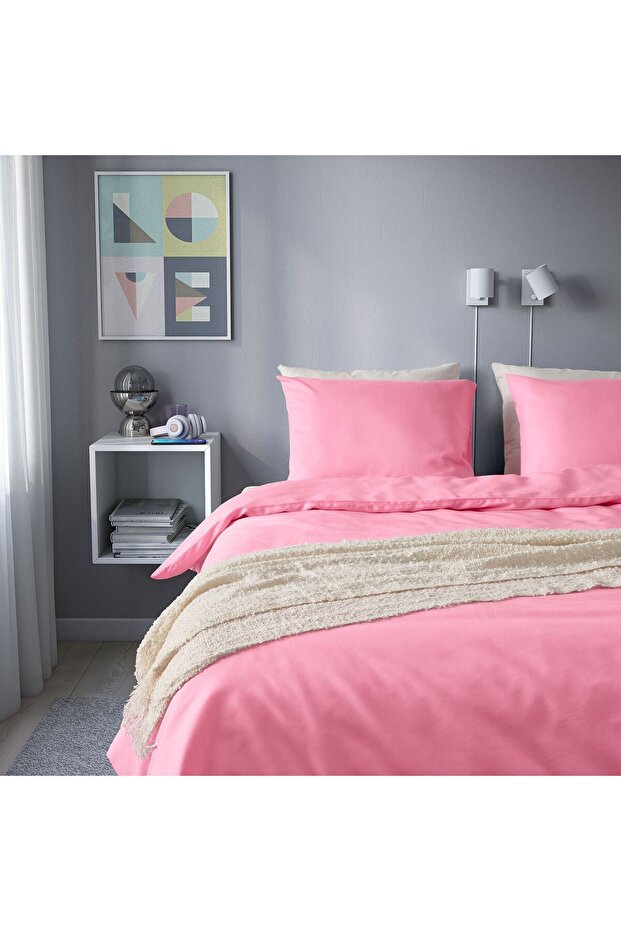 Double Duvet Cover Set, Gray, 240X220/50X60 cm Silky Soft