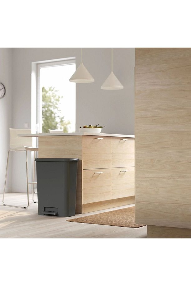 KNÖCKLA ÇÖP KUTUSU, Koyu Gri, 50 lt, BÜYÜK BOY ÇÖP KUTUSU HACİM 50LT, Yükseklik: 62.5 cm - 6