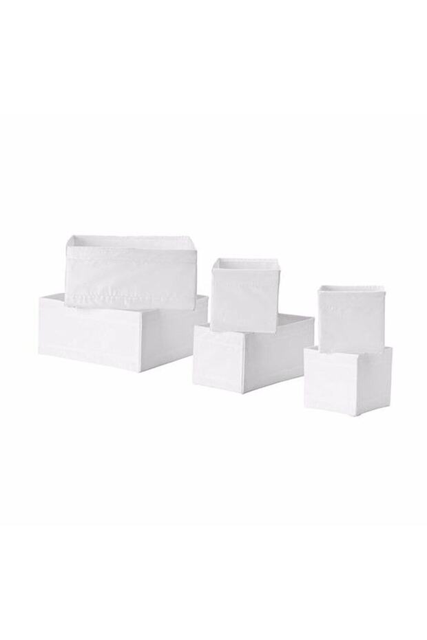 6 Piece Organizer Box Set White 14X14X13 Cm, 28X14X13 Cm, 28X28X13 Cm, 2 Pieces of Each