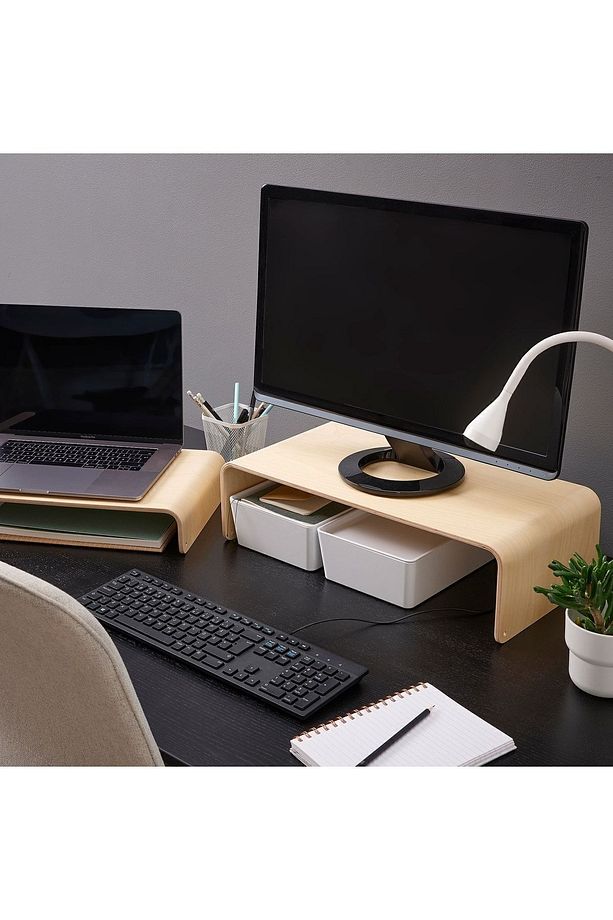 Ahşap Ekran ve Monitör Yükseltici, Monitör Standı 2 Farklı Kullanım-52x26 cm - 5