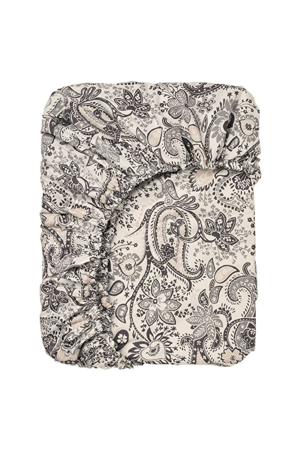 Elasticated Fitted Sheet, Grey-White, 160X200 cm - 3