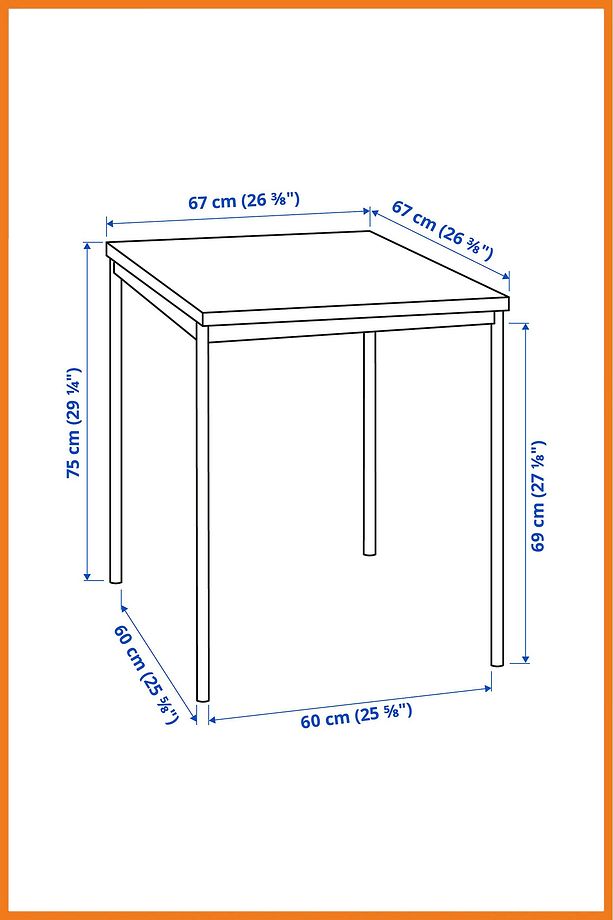 Mutfak Masası 2 Kişilik Çelik İskeletli Sunta Panel Yemek Balkon Laptop Çalışma 67x73x67 Siyah - 6