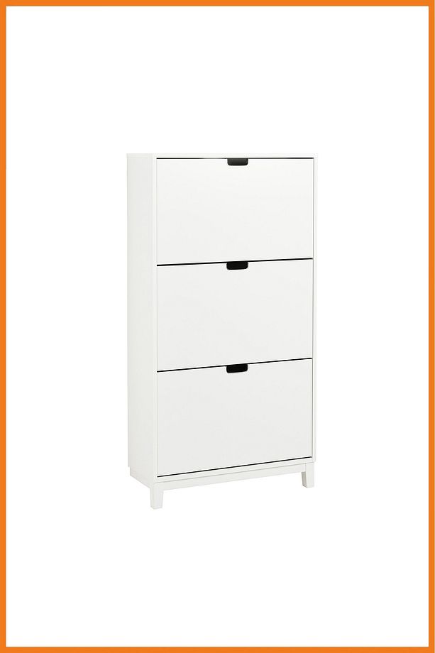 Dolap Ayakkabı 3 Kapaklı Çift Bölmeli Raf Duvara Sabitli Sunta Ayakkabılık Antre 79x148x29 Beyaz - 1