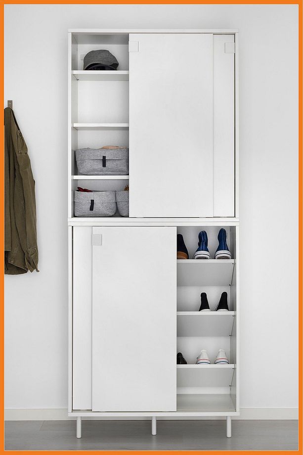 Ayakkabı Dolabı Ayaklı Sürgülü Kapak Iç Raflı Ayakkabılık 102x80x35 Cm Beyaz - 3