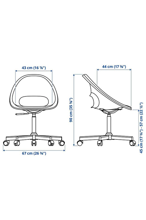Çalışma sandalyesi, Beyaz 67X90 - 4