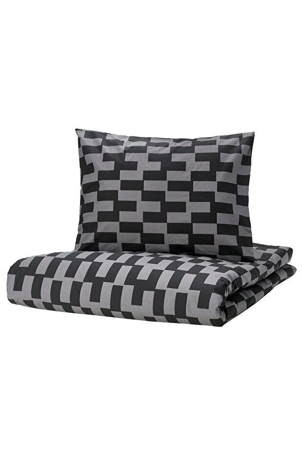 150 x 200 BLÅSKATA gray-black 150x200/50x60 cm children's bedding set Dobby Cotton Hypoallergenic 1 G