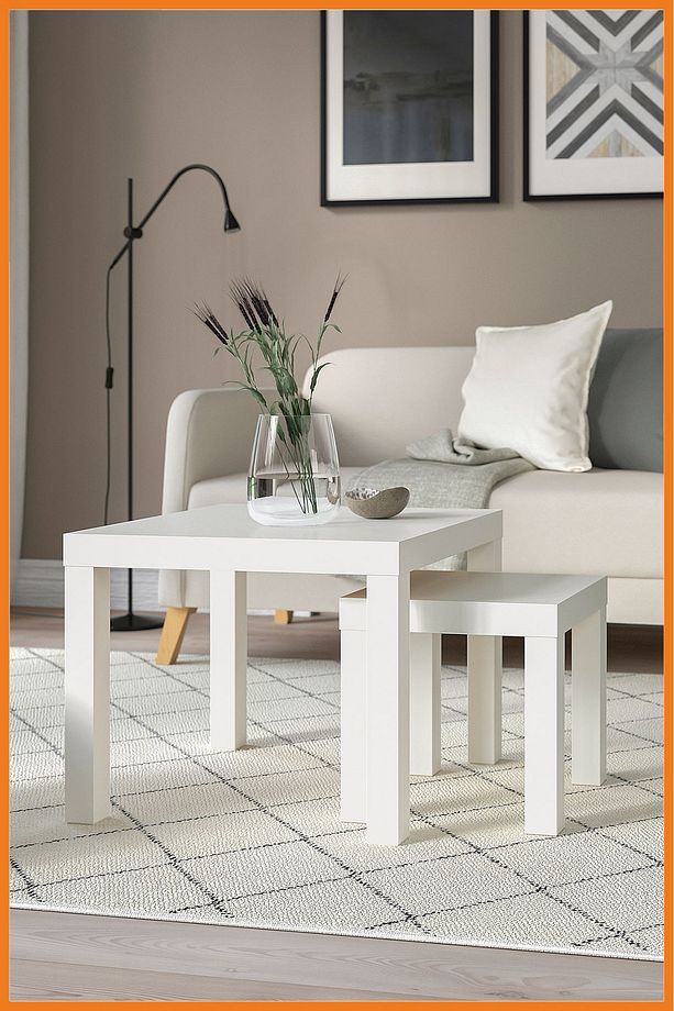Zigon Orta Sehpa Seti 2 Adet Kare İç İçe Geçmeli Kare Melamin Kaplama MDF 55x45x55 Beyaz - 3