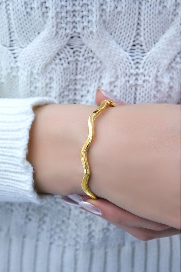 Ajda Zig Zag Bilezik Kelepçe (14 Ayar) - 4