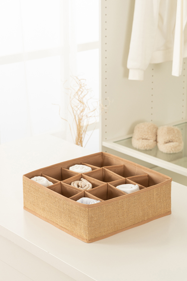 Jute Children's Room Closet Drawer Inside Laundry Socks Organizer Honeycomb Accordion Organizer