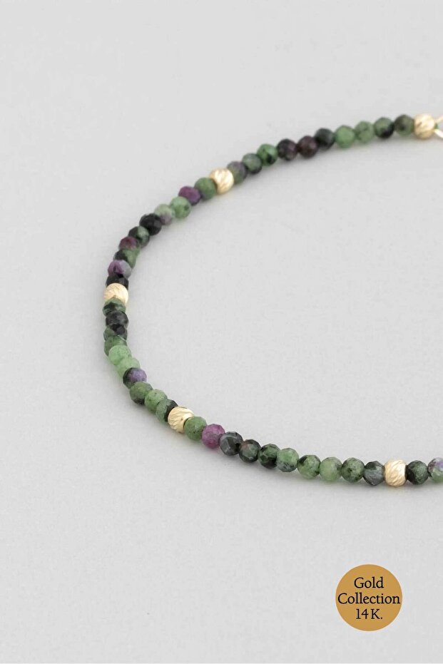 Turmalin Taşlı 14 Ayar Altın Bileklik - 3