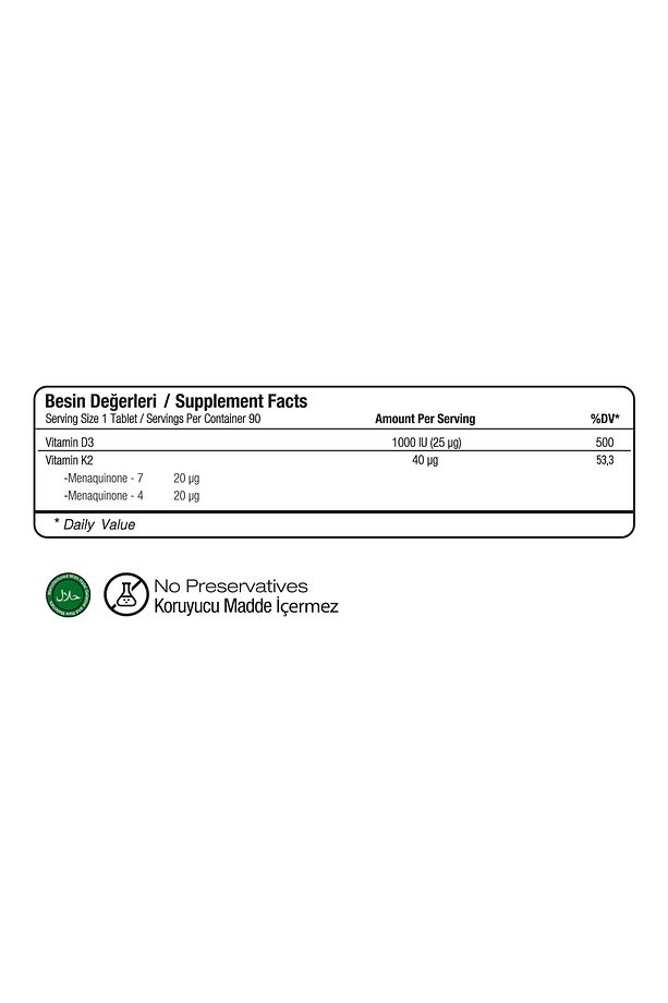 Vitamin D3 K2 90 Tablet Ekonomik Boy - 4
