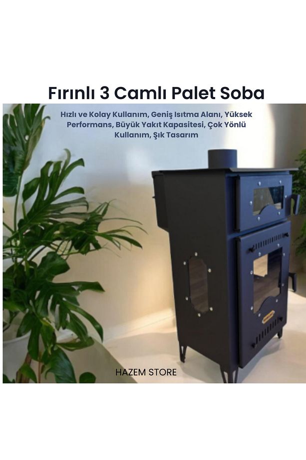 FIRINLI 3 CAMLI PELET SOBA - 1