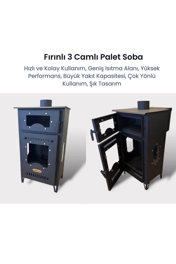 FIRINLI 3 CAMLI PELET SOBA - 2