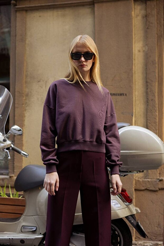 Asit Yıkama Crop Sweat - 3