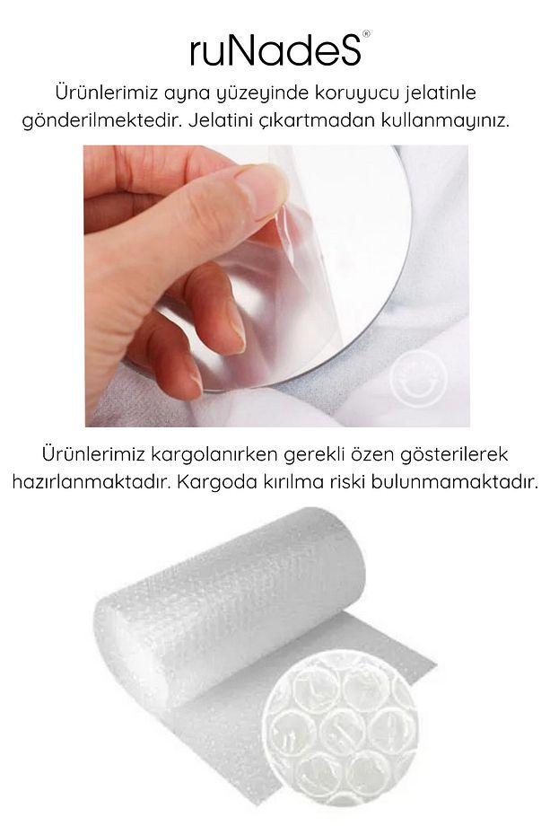 Sevimli Temalı Katlanabilir Makyaj Ve Büyük Masa Aynası 15x15 Ayaklı, Yuvarlak ve Taşınabilir - 4