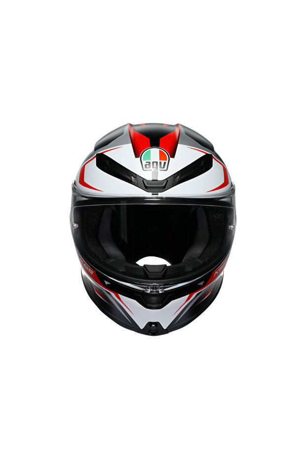 K6 S Karve Matt Black White Red Configuration Kapalı Kask - 3