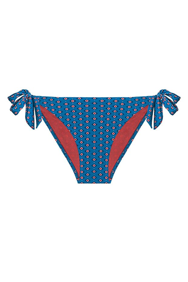 Bron Frill Triangle Cut Bikini Set Patterned Blue - 4