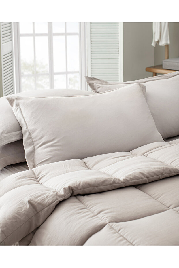 Mona Tek Kişilik Comforter Set - Taş - 5