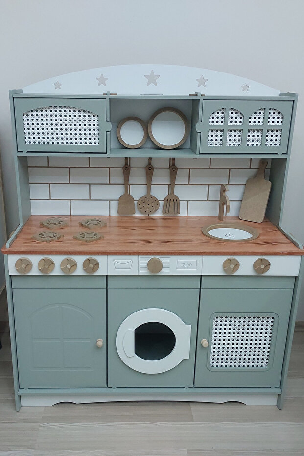 Ahşap Boyalı Oyuncak Mutfak (LED HEDİYELİ) - 6