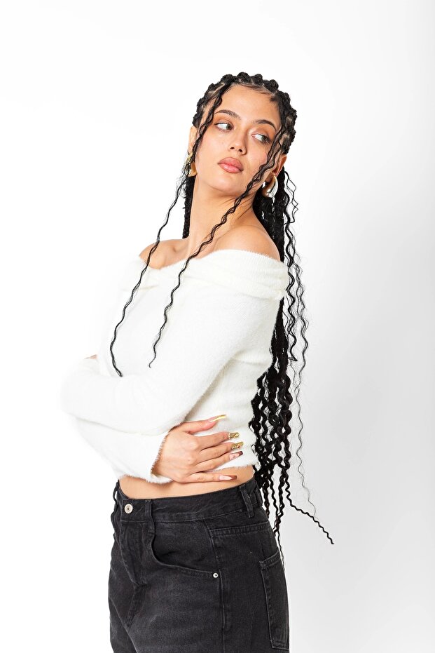 Body de pluș cu umăr deschis - 2