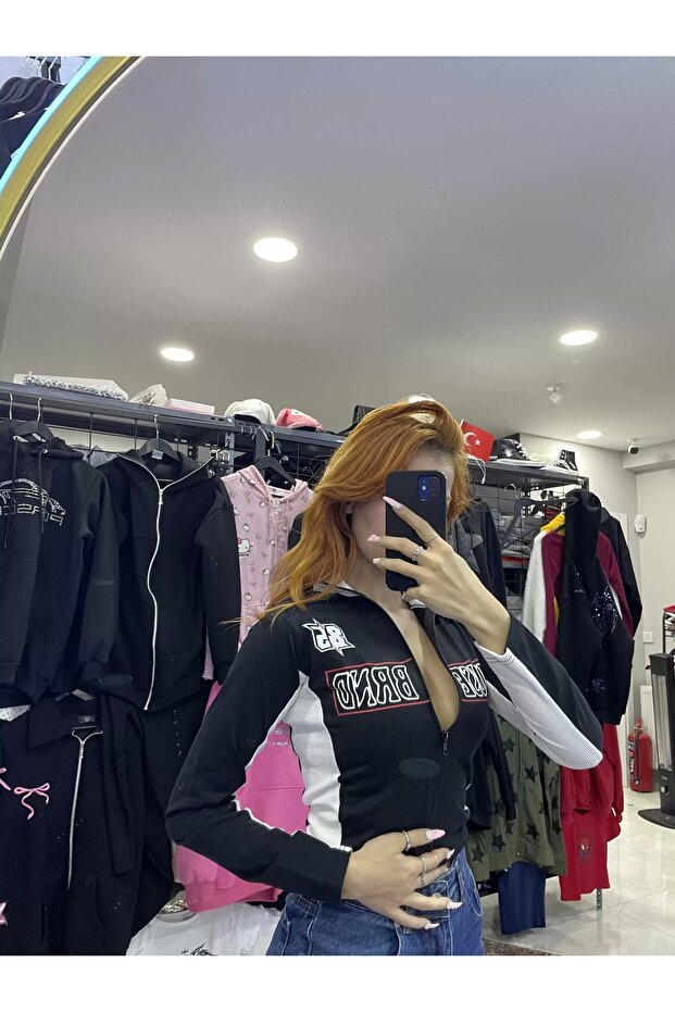 Zippered Crop Top with Musebrnd Writing