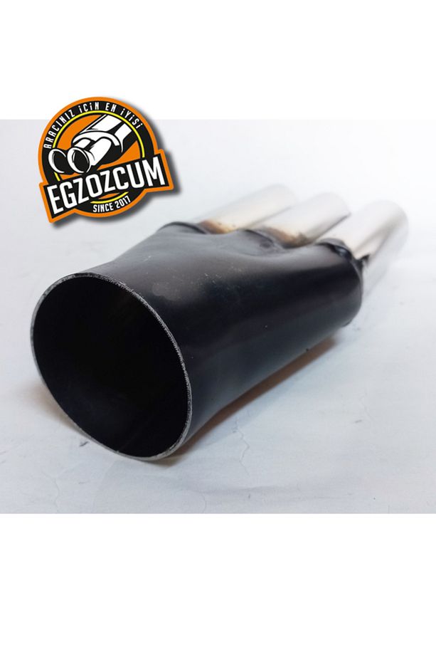 60 Mm. Kesik Uç Üç Çıkışlı Minik Krom Egzoz Ucu Eksoz Ucu 1 Adet - 3