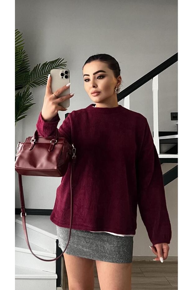 Bordo Sakallı Basic Kazak - 1