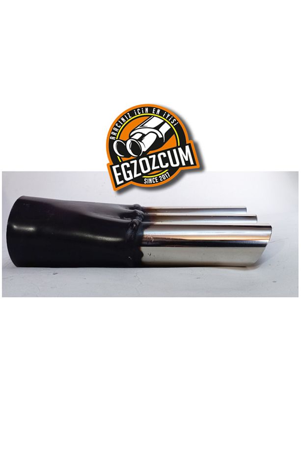 60 Mm. Kesik Uç Üç Çıkışlı Minik Krom Egzoz Ucu Eksoz Ucu 1 Adet - 4