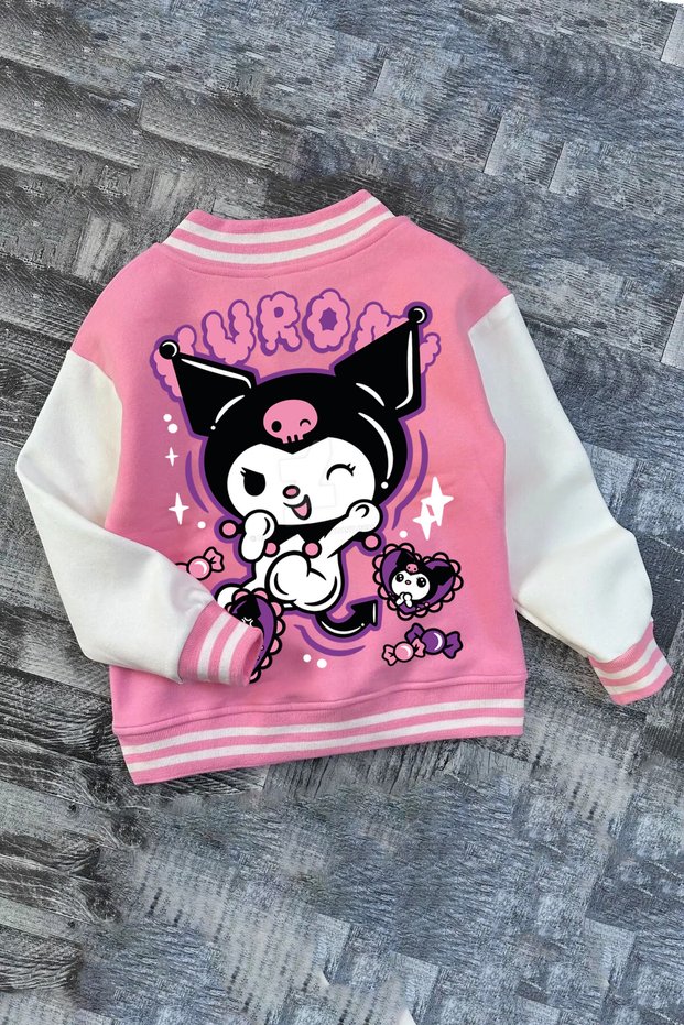 Kuromi Heart Children's Printed Pink College Winter Schooldress Thick Quality Fabric