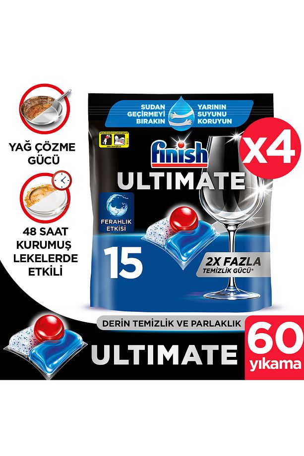 Ultimate Hepsi Bir Arada Bulaşık Makinesi Deterjanı Kapsül Tablet 60 Adet 15x4 - 1