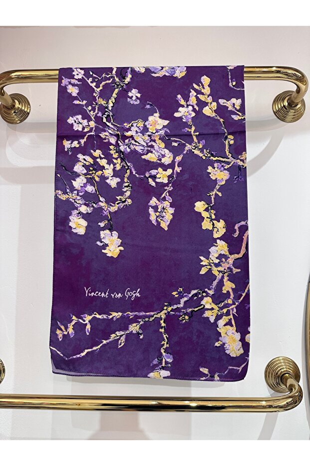Van Gogh Almond Tree Pomegranate Flower Voile Silk Shawl