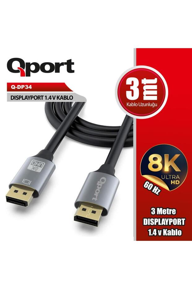 Q-DP34 كابل Displayport 3m 1.4V